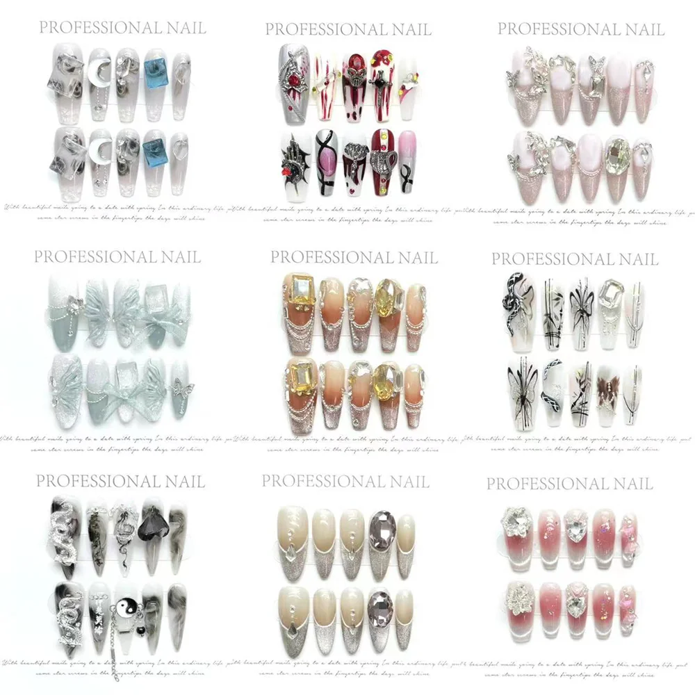 

（2024 Newest) 10pcs Fake Nail Full Cover Metallic Glitter Spice Girl French Design Manicure press on nails short False Nails