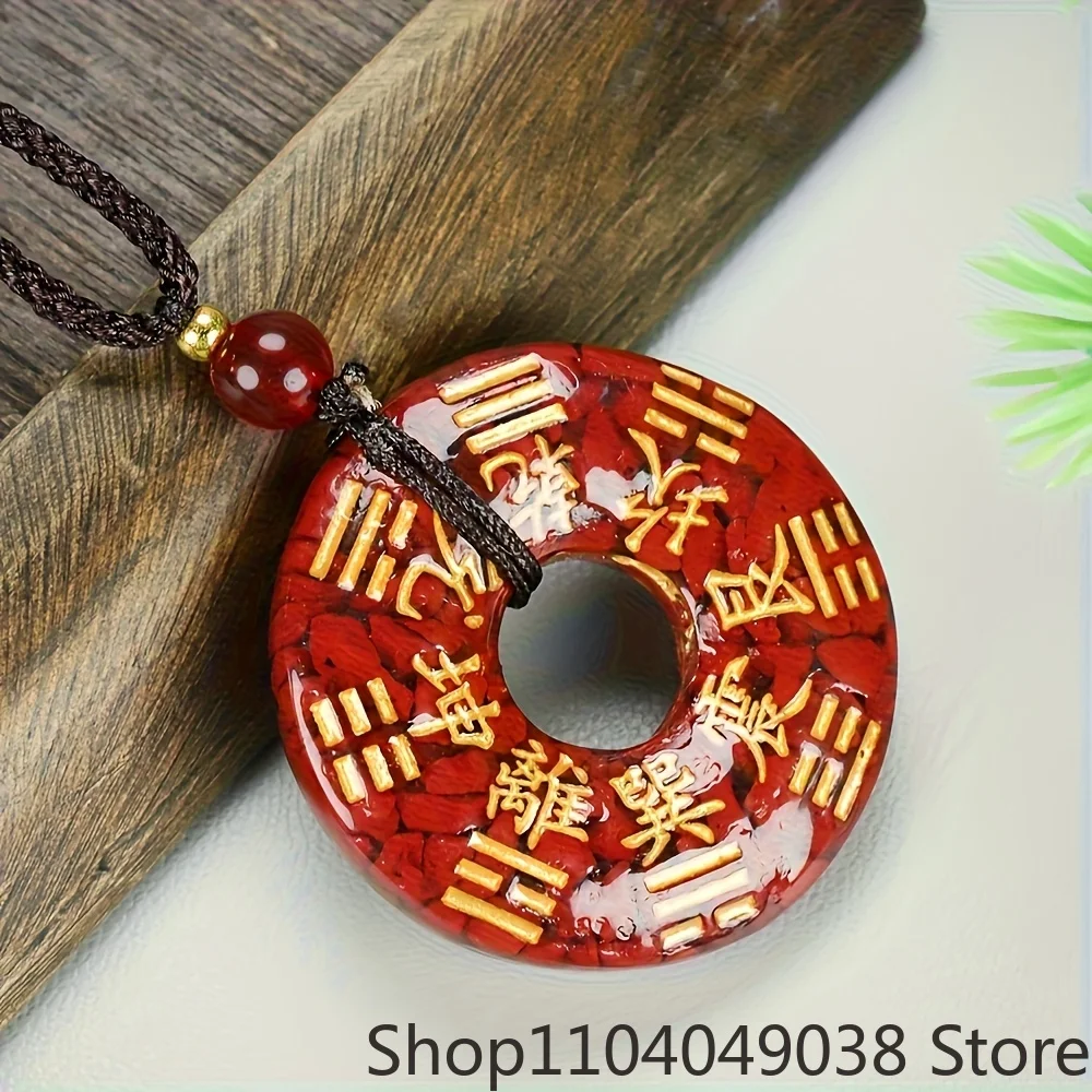 

Круглая защитная пряжка из необработанной киновари, хрустальный песок, выгравированная горячим тиснением, ожерелье с подвеской в виде горного призрака