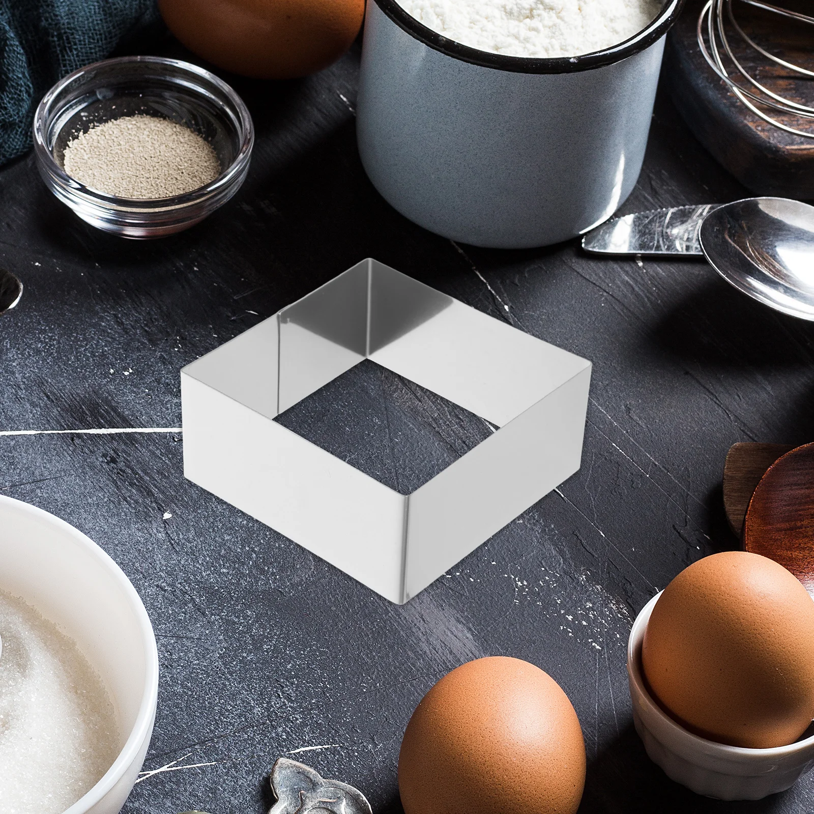 

Square Stainless Steel Mousse Cake Ring Non-Stick Baking Cutter for DIY Pastry Dessert Mould Cake Ring Mold Baking Tool Silver