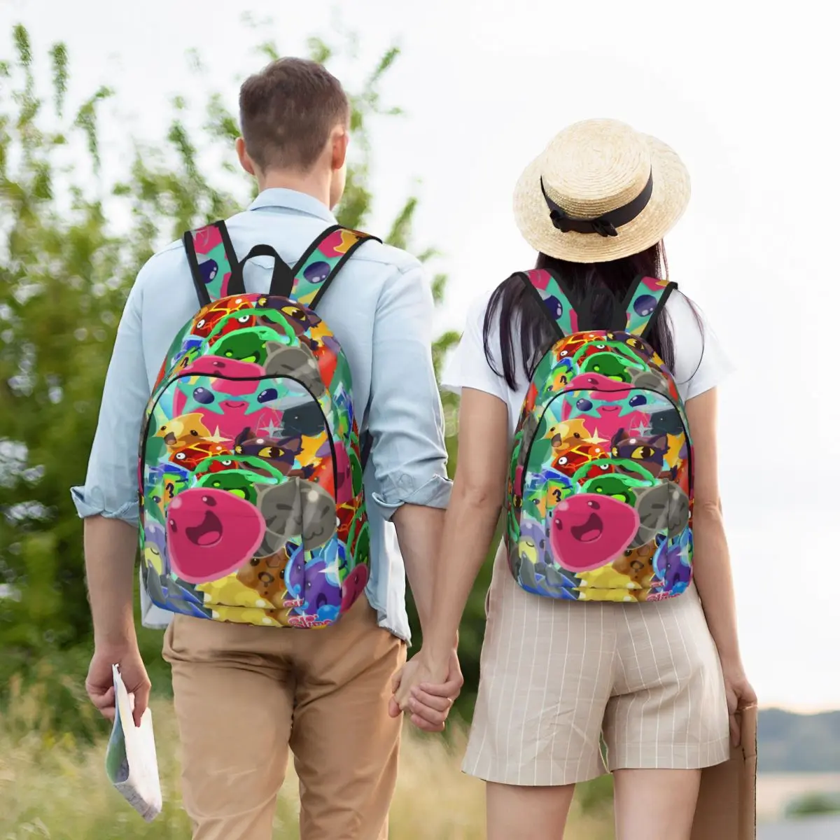 Slime Rancher Cartoon Game Anime Cute Student Backpack School Bag Hiking Travel Daypack for Boys Girls Bookbag Shoulder Bags