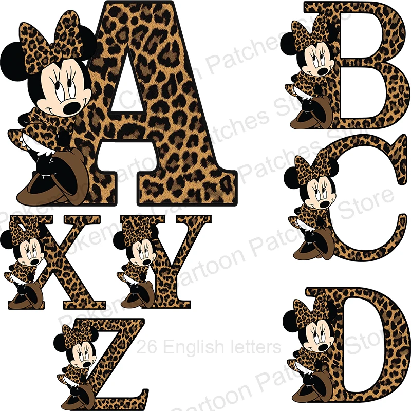 

Disney Minnie Mouse 26 English Alphabe A-Z Patches for Clothing Thermo Transfer Sticker for T-Shirt Hoodie Women Clothes Decor