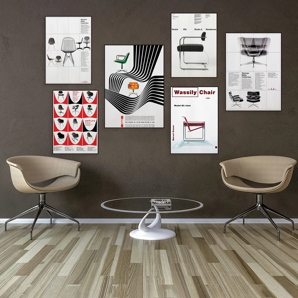 Bauhaus chair poster, Wassily chair poster, Bauhaus wall art, iconic mid century chair poster, furniture design, home decor