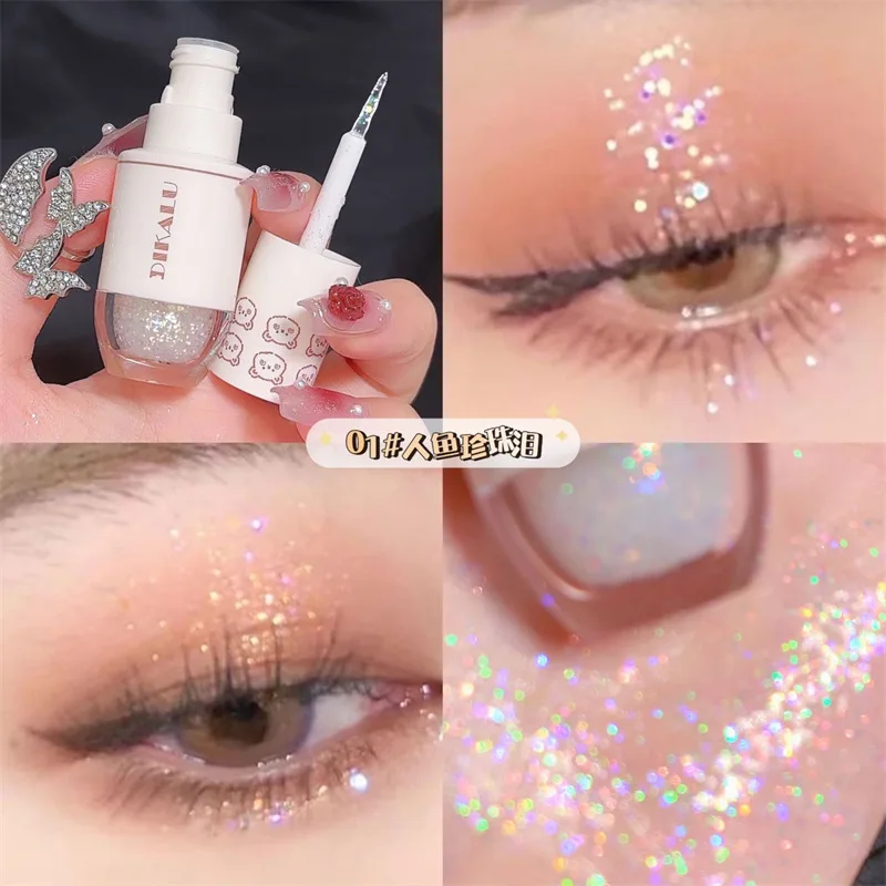 Flüssiges Lidschatten-Augen-Make-up liegend Seidenraupen perle super glänzender Kristall fein glänzender Puder Lidschatten Frauen kosmetik