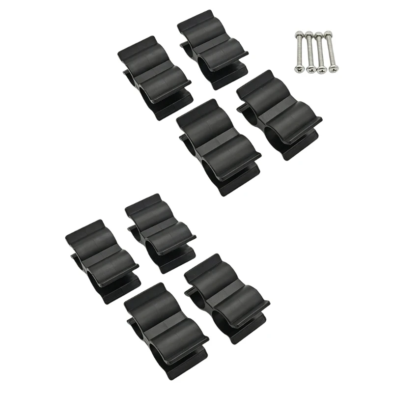 547B Two Tube Boat Clamp Bimini Boat Clip Set Black Nylon Mounting Clips for 7/8 to 1inch Diameter Tube Marine Hardware Use