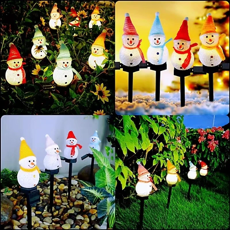 Solar Powered Snowman Christmas Decoration Courtyard Garden Scene Layout Lights, Outdoor Waterproof Colored Lights