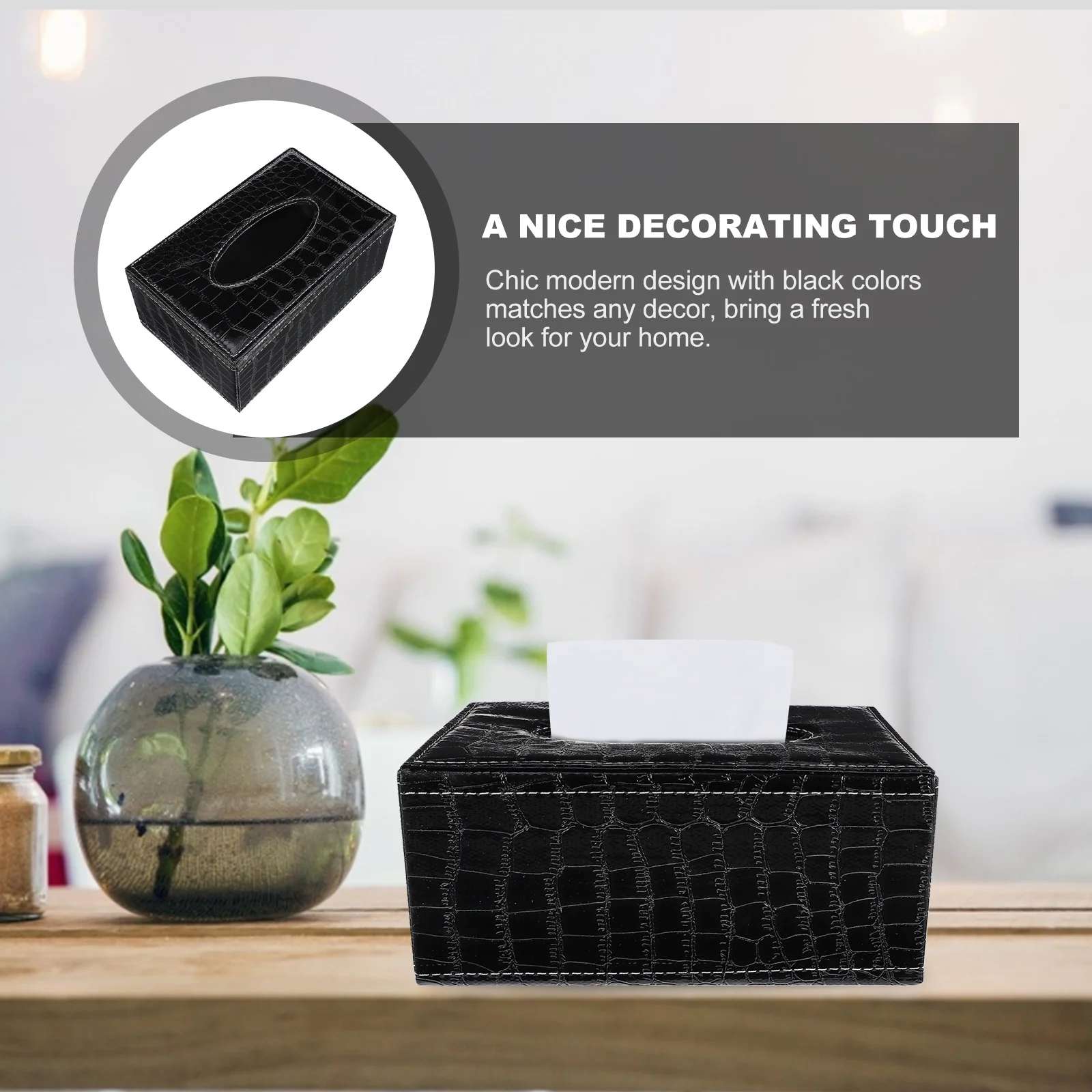 

1Pcs Tissue Box Premium Black Napkin Organizer for Home Bathroom Office Desktop Storage Sturdy Wear Resistant Dirt