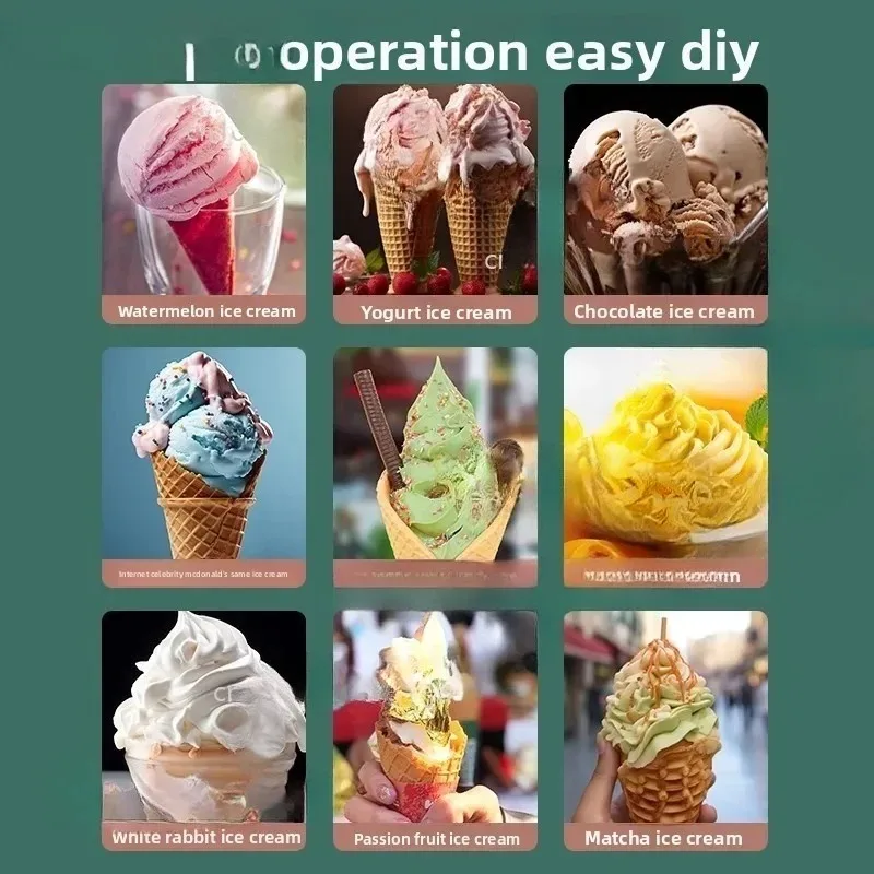 Home Small Children DIY Homemade Cone Machine, Ice Cream Machine, Mini Ice Cream Machine ,Fully Automatic Ice Cream Machine