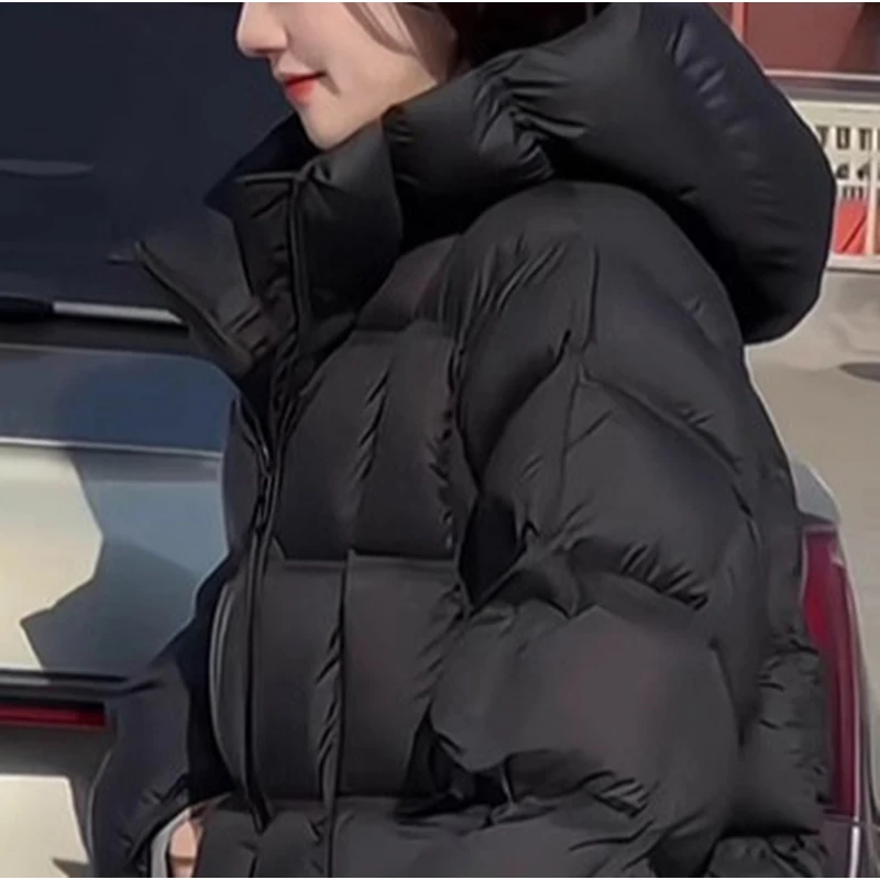 

Женская зимняя хлопковая одежда, модные однотонные пальто средней длины с капюшоном и хлопковой подкладкой, утепленный теплый повседневный топ с длинными рукавами