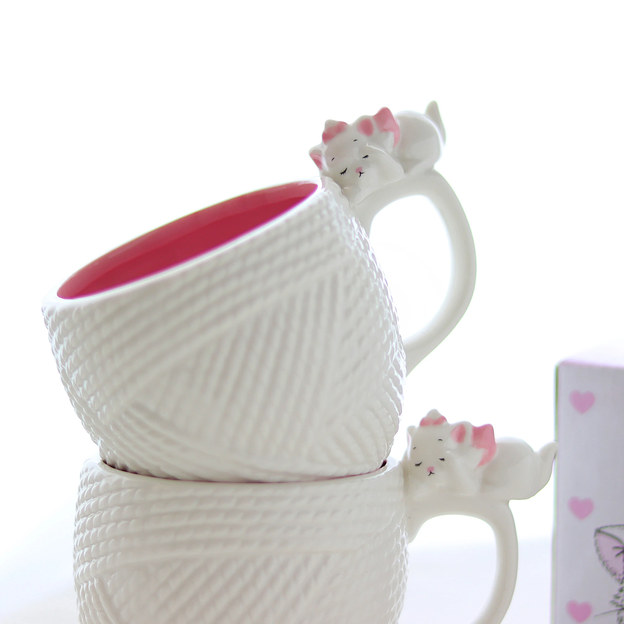 Cute Cat Coffee Cup Creative 3D Embossed Wool Texture Ceramic Mug Personality Breakfast Milk Porcelain Cup Gift  Mugs Coffee Cup