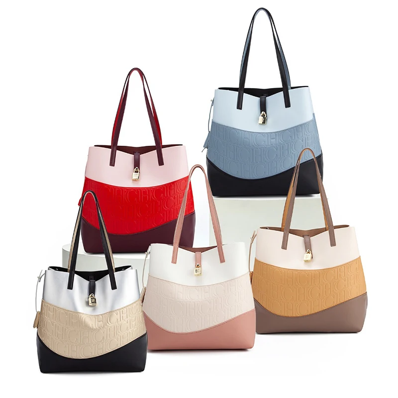 CH Crossbody Bag Niche Design Pure Colour Patchwork Large Capacity Shoulder Bag Simple Premium Feeling Versatile Handbag