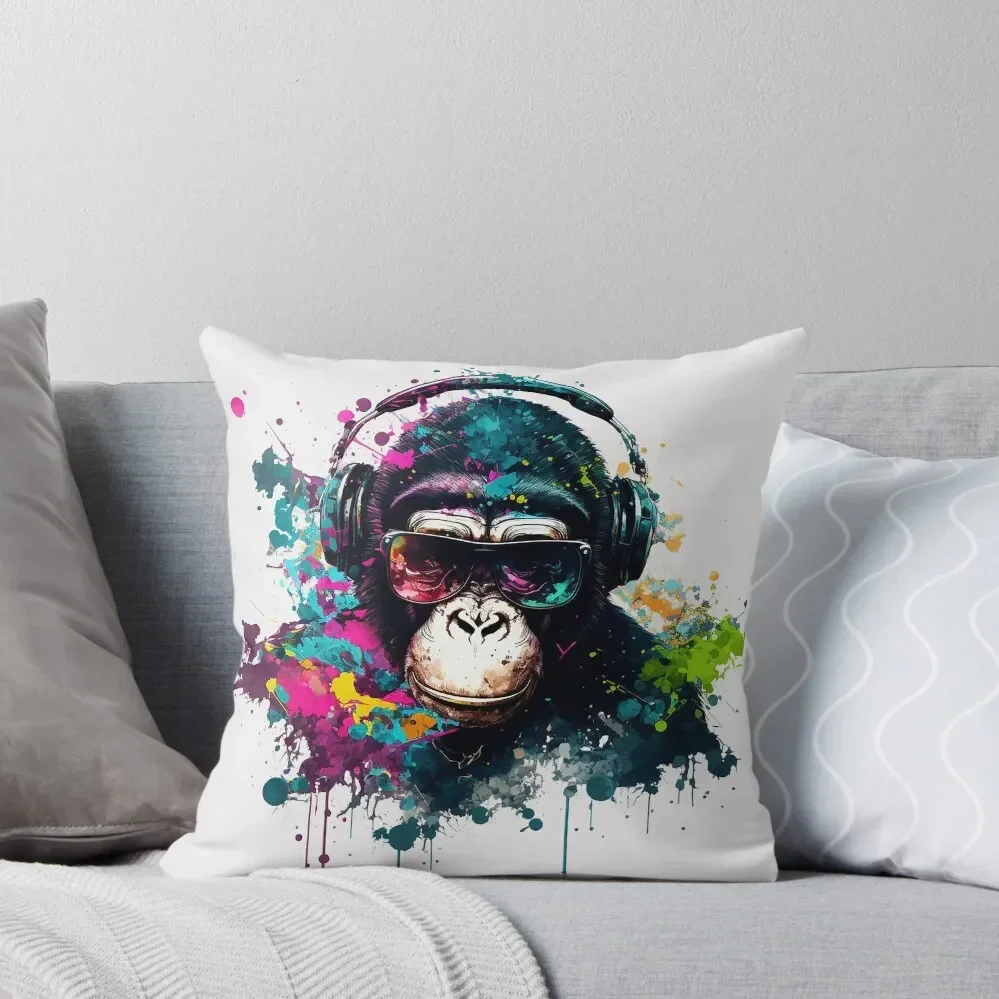 Ink Splash DJ Chimp Throw Pillow Christmas Pillows Christmas Throw Pillows Covers pillow