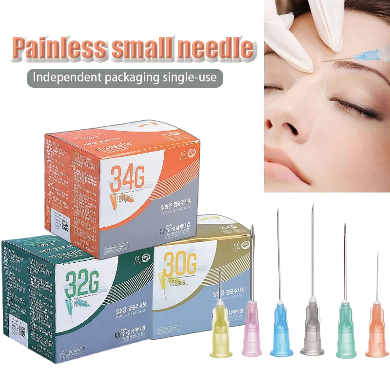 100pcs/box Painless Small Needle 18G 25G 27G 30G 31G 32G 4mm 13mm 25mm Eyelids Disposable Superfine Needles Tool Parts