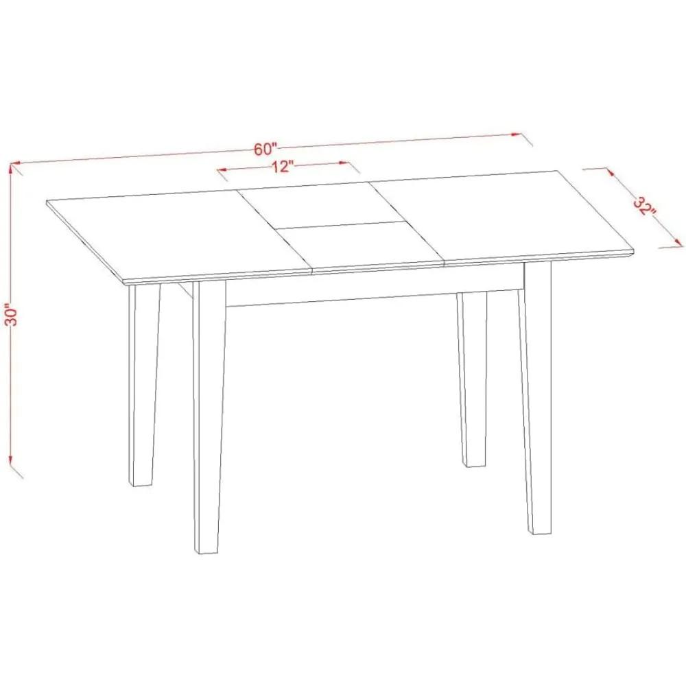 Mesa de jantar PST-SBR-T Picasso – tampo retangular de madeira com folha de borboleta, 32 x 60 polegadas, marrom sela