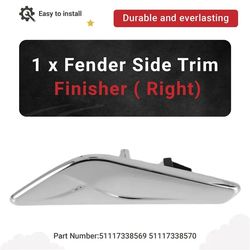 AB98-For -BMW X3 X4 F25 F26 2013-2017 Front Side Chrome Fender Trim Finisher Marker Turn Signal Light Lamp Cover Trim