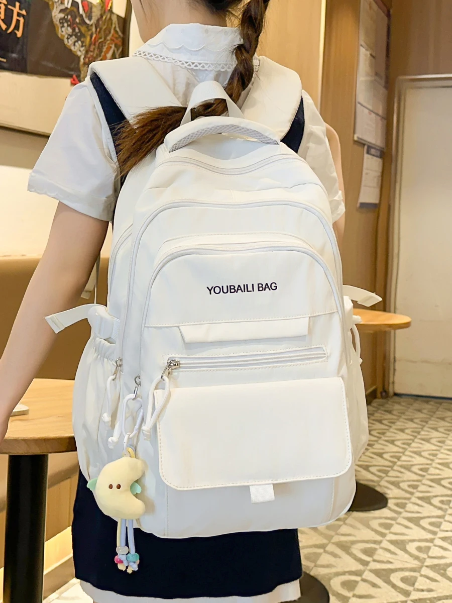 

2025 New High Aesthetic Value Backpack Large Capacity Lightweight Spine Protection Dual Shoulder Bag for High School Girls