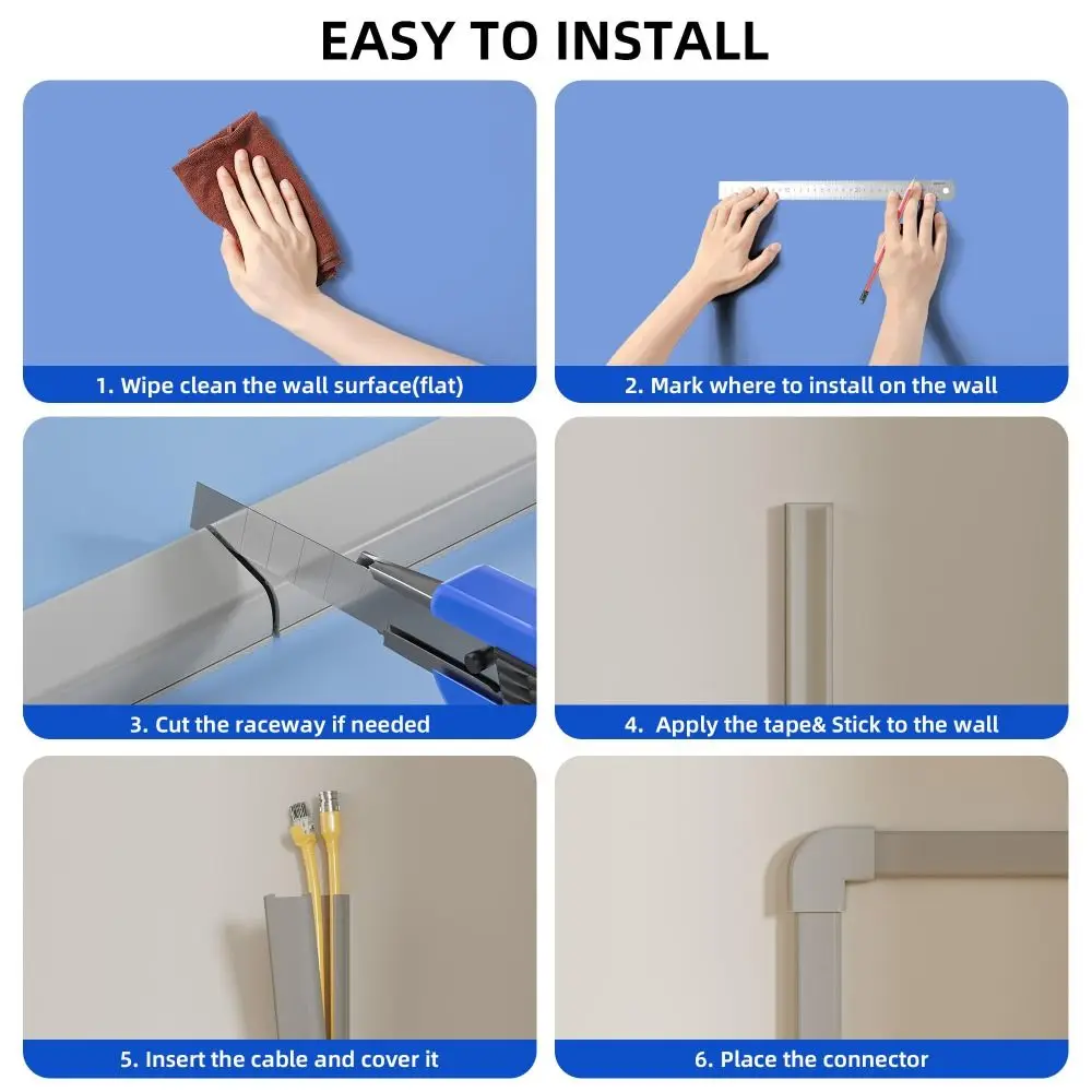 High Quality 1m Cord Hider Paintable Anti-extrusion Cable Hider Square PVC Wall Wire Cover Office