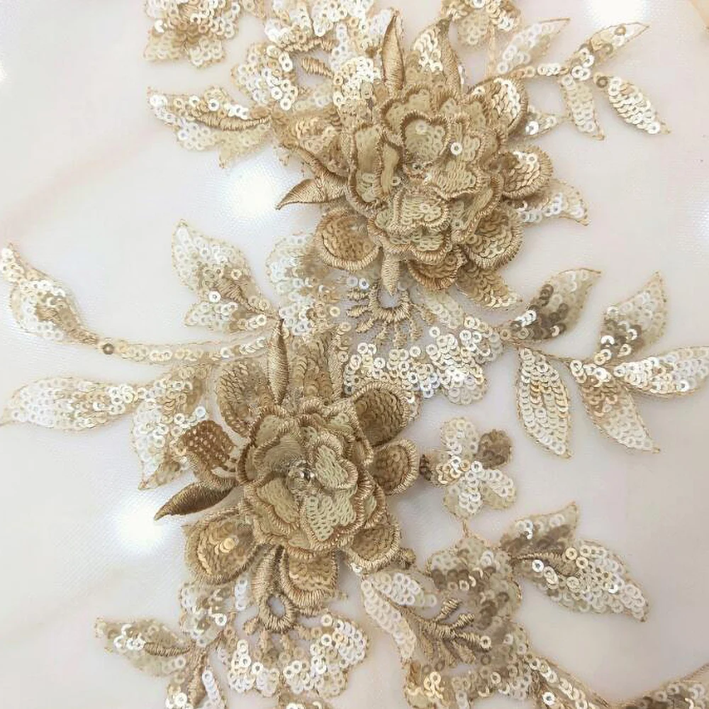 1Piece Seqins Flowers Mesh Embroidery Patch Sewing Repair Diy Floral Lace Fabrics Applique — zdjęcie 3