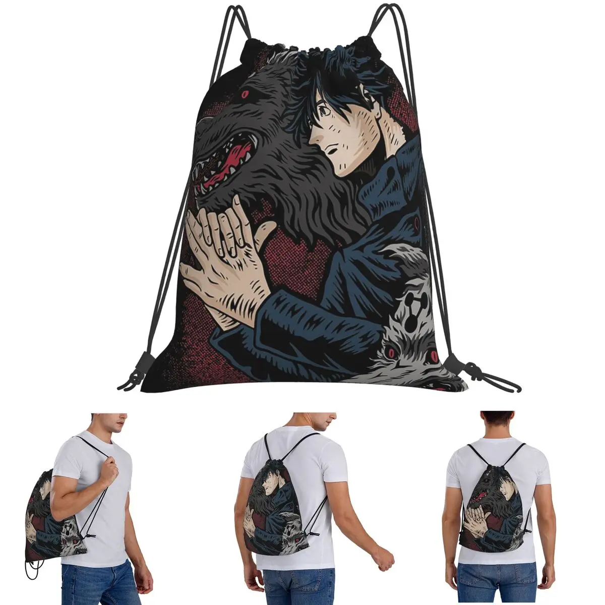 

Jujutsu Kaisen Anime Satoru Yuuji Nobara Megumi Sukuna Backpacks Drawstring Bags Sports Bag Book Bags for Man Woman School