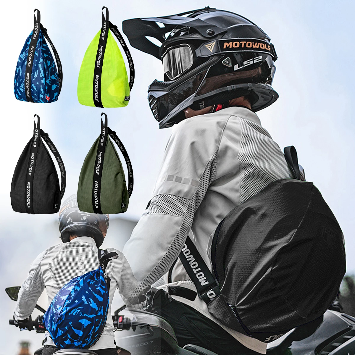 Helmet Bag Rainproof Backpack Draw Pocket for Motorcycle Scooter Moped Bike Bicycle Full Half Helmet Lid Protect Bag