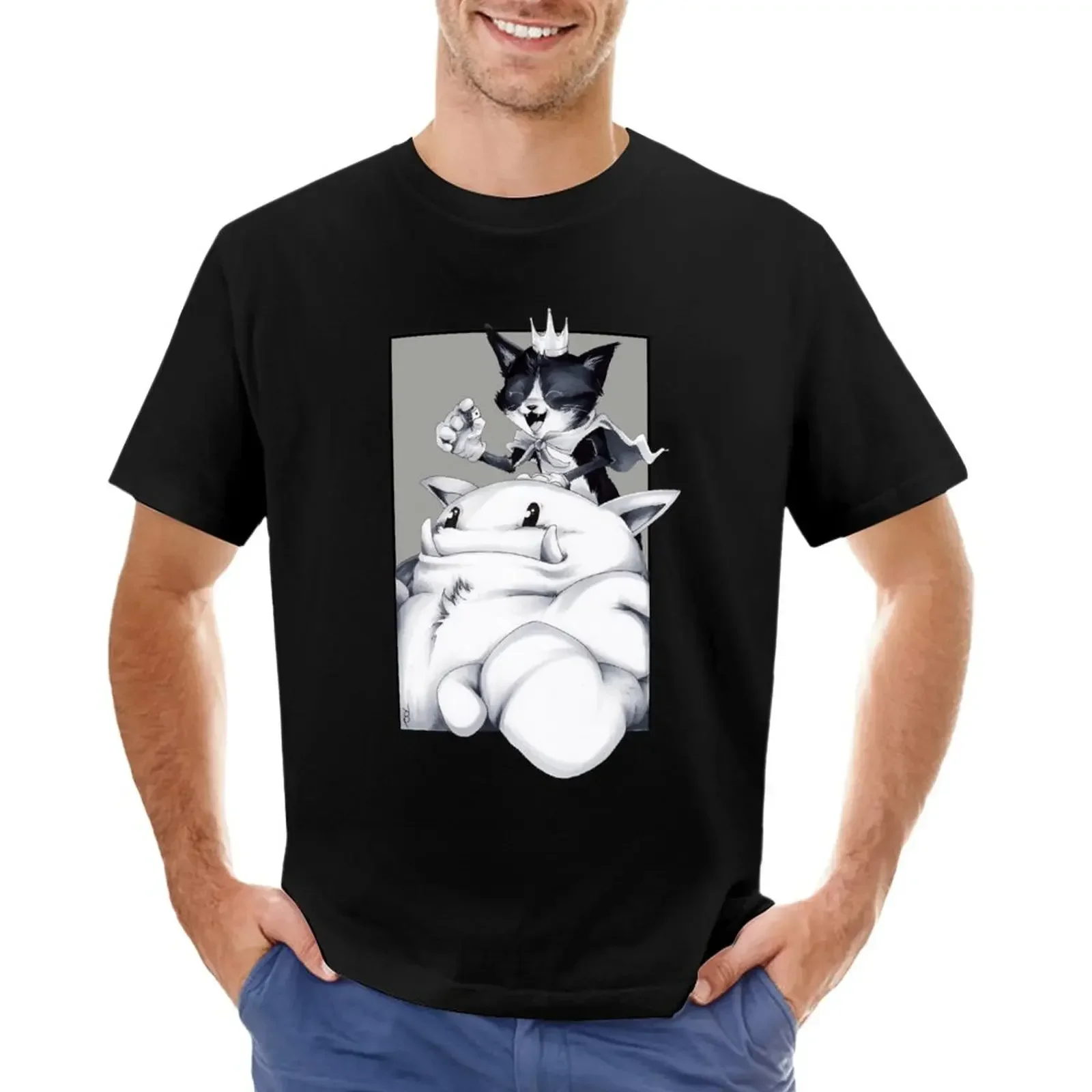 

Cait Sith kawaii clothes clothes for men Hot Sale Crewneck Round Neck Short Sleeve New Arrival Short Sleeve printing Cartoon