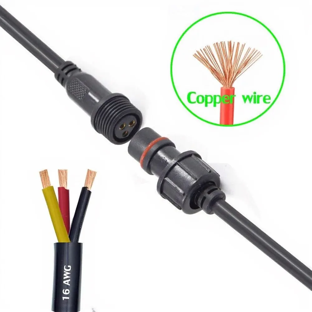 3 Pin Waterproof Connector Kit Male Female 5 Pairs with 20cm Cable IP68 Protection for LED Strip Light Outdoor Indoor Use