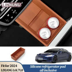 Linnunu Fit for Lixiang L6 L7 L8 2024 Silicone Refrigerator Mat Car Refrigerator Storage Box Storage Box Car Interior Accessories Protective Mat Storage Organizer Box