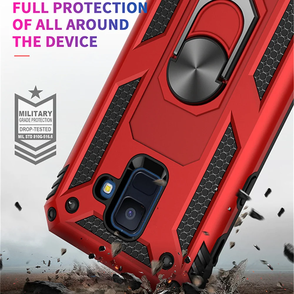 For Samsung A6 2018 Case For Galaxy A6 A8 J4 J6 Plus Prime J3 J7 J8 A9 2018 J2 Pro J4 Core Cover Armor Stand Holder Ring Coque