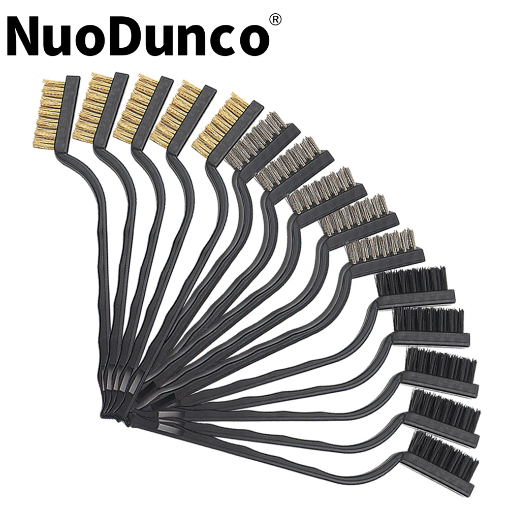 15 قطعة 17 سنتيمتر فرشاة اليد الصلب النحاس النايلون سلك فرشاة مجموعة للمعادن الصدأ فرك إزالة التنظيف أداة يدوية الصيانة