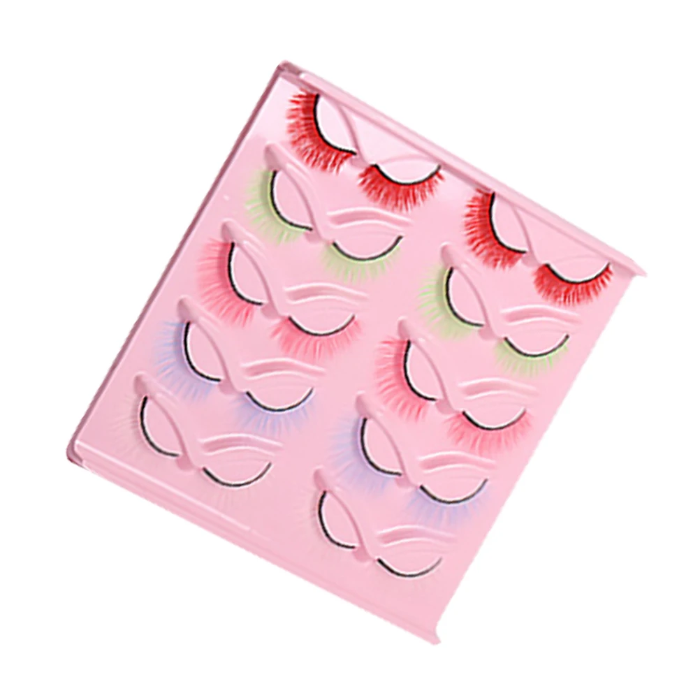 

10 Pairs Colored False Eyelashes Lightweight Natural Look Short Length Party Accessories Women Makeup Supplies