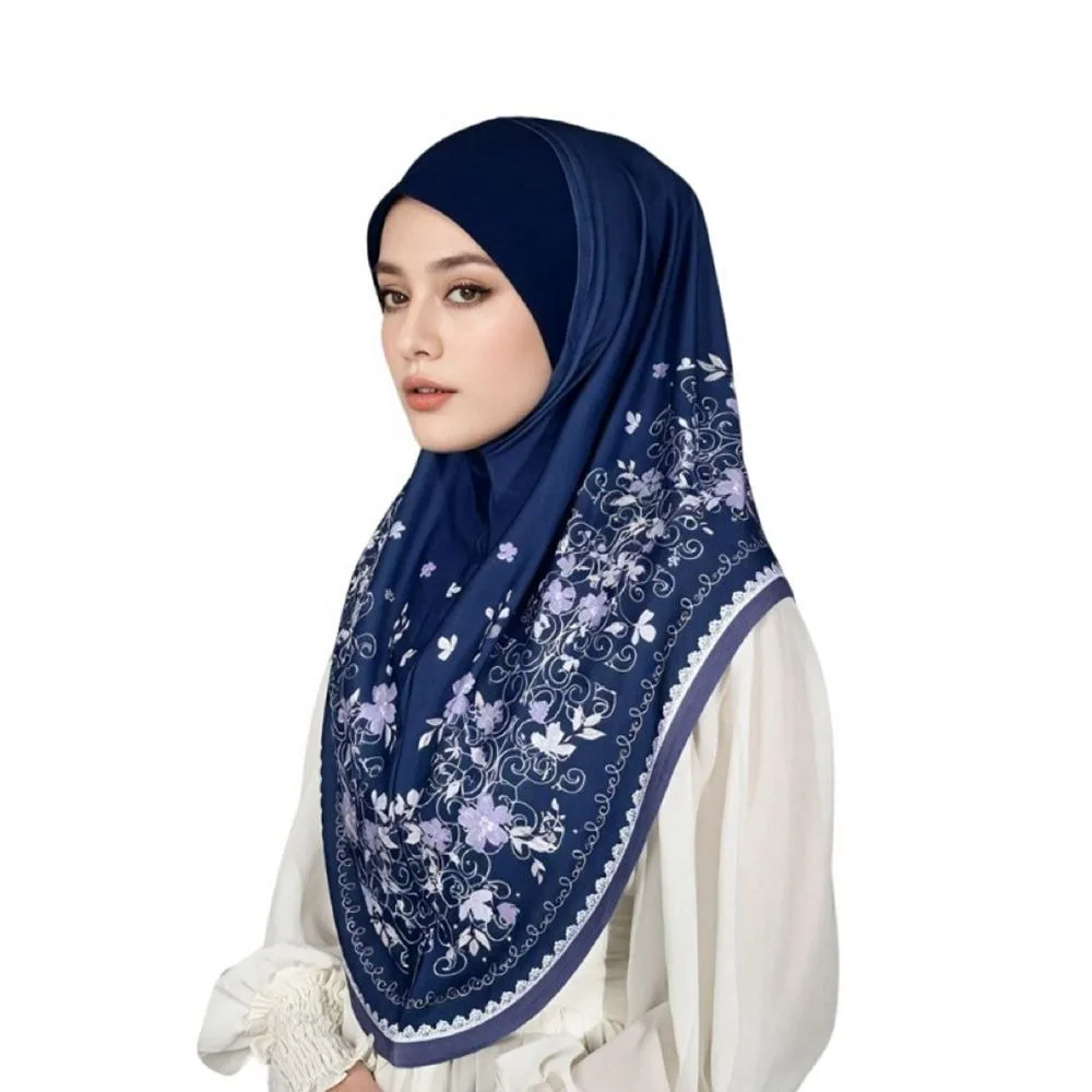 

Дышащий длинный цветочный тюрбан из хлопка для Ид аль-Фитр, разноцветный, с принтом, арабский женский головной платок, универсальный эластичный хиджаб, головная повязка