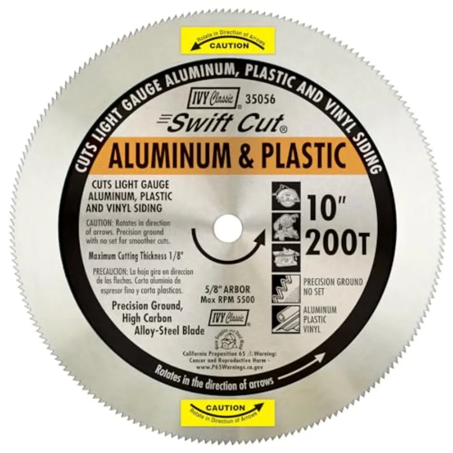 35056 Swift Cut 10" 200 Tooth Aluminum and Plastic Cutting Circular Saw Blade with 5/8" Arbor 1/Card