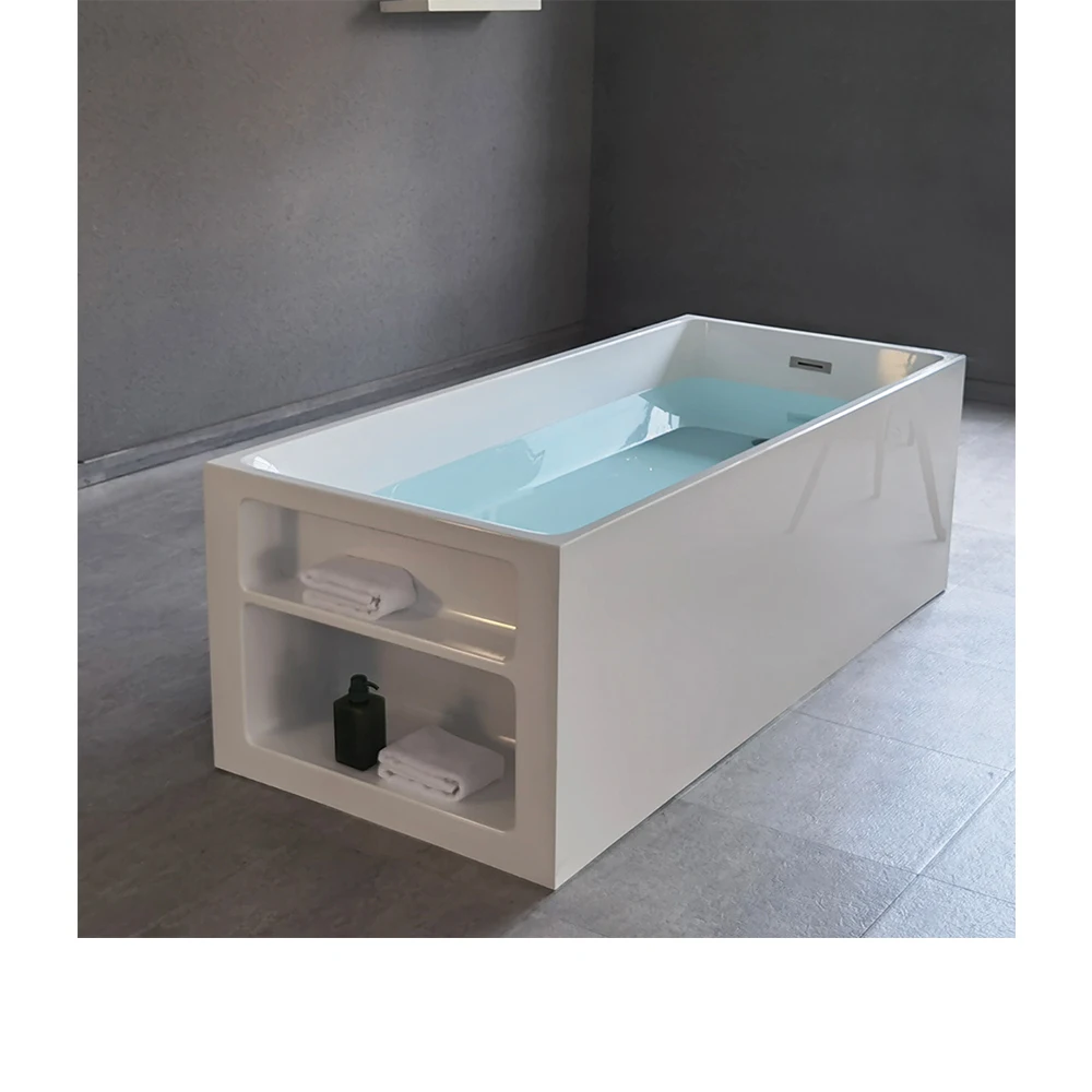 

Good Price Adult Portable Bathroom Square Freestanding Bath White Acrylic Bathtub with Cabinet