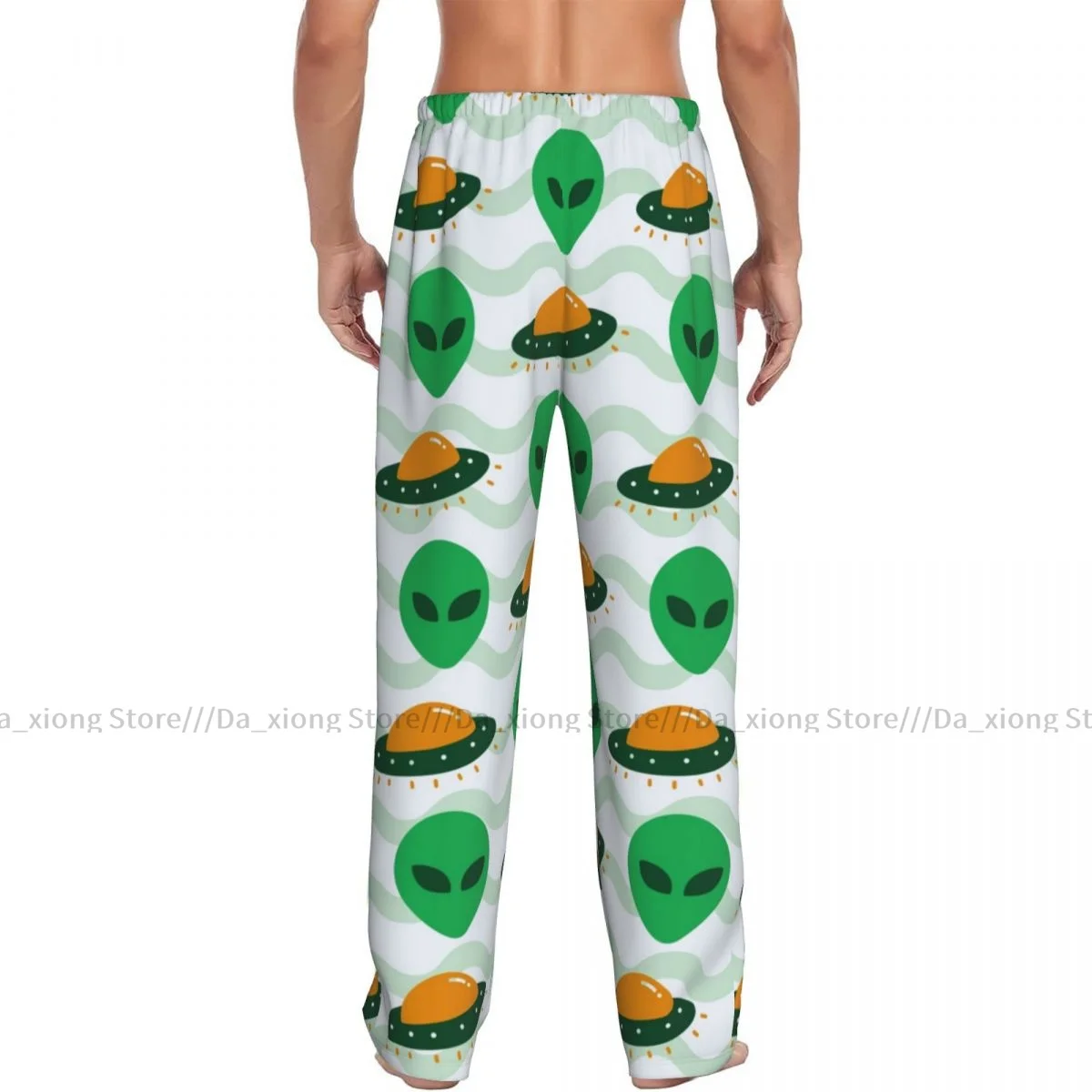 Men Sleep Bottoms Male Lounge Trousers Men's Cute Alien UFO Invasion Spaceship Pajama Pants