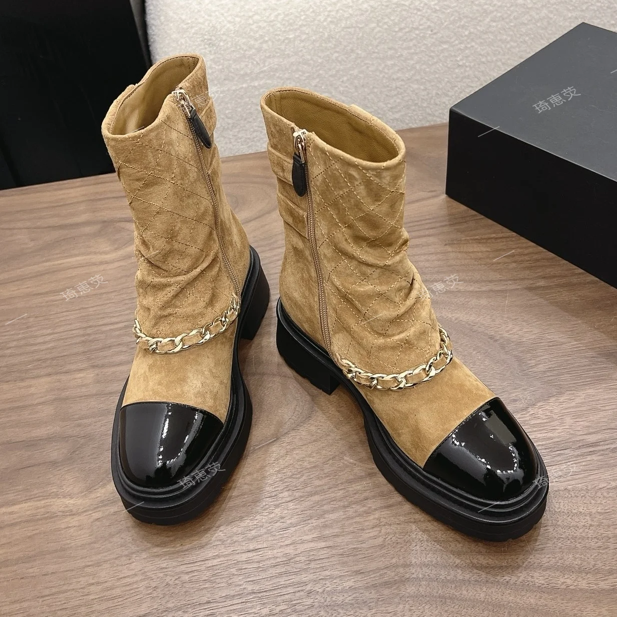 Top-Tier 2026 New-Arrival Fashion Ankle Boots Mid-Calf high-Heeled Boots Chunky-Heel Boots And Wide Leg Straight-Cut Boots