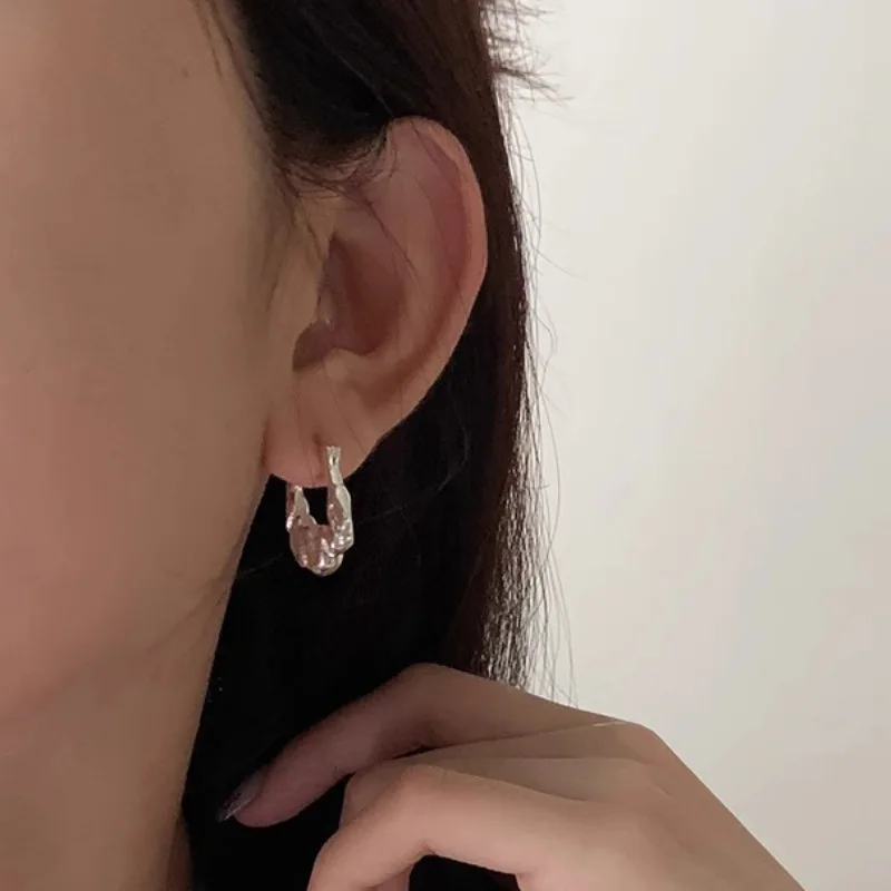 VENTFILLE-Boucles d'oreilles en argent regardé 925 pour femmes et filles, bijoux coréens irréguliers, cadeau de conception originale, livraison directe