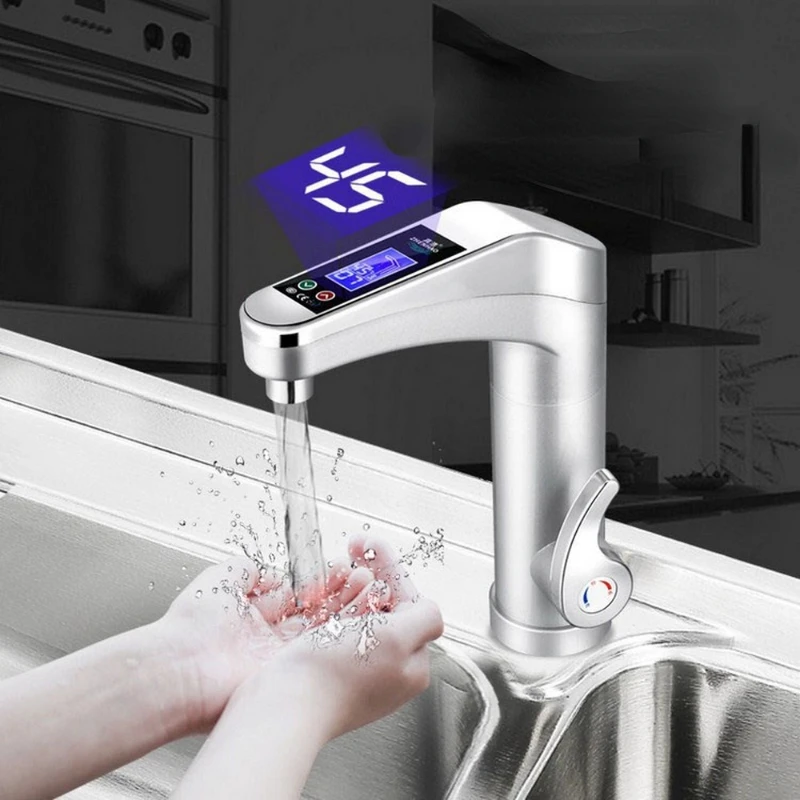 Electric Hot Water Heater Faucet Kitchen Instant Heating Tap Water Heater LCD Display Bathroom Tap Bath Accessories