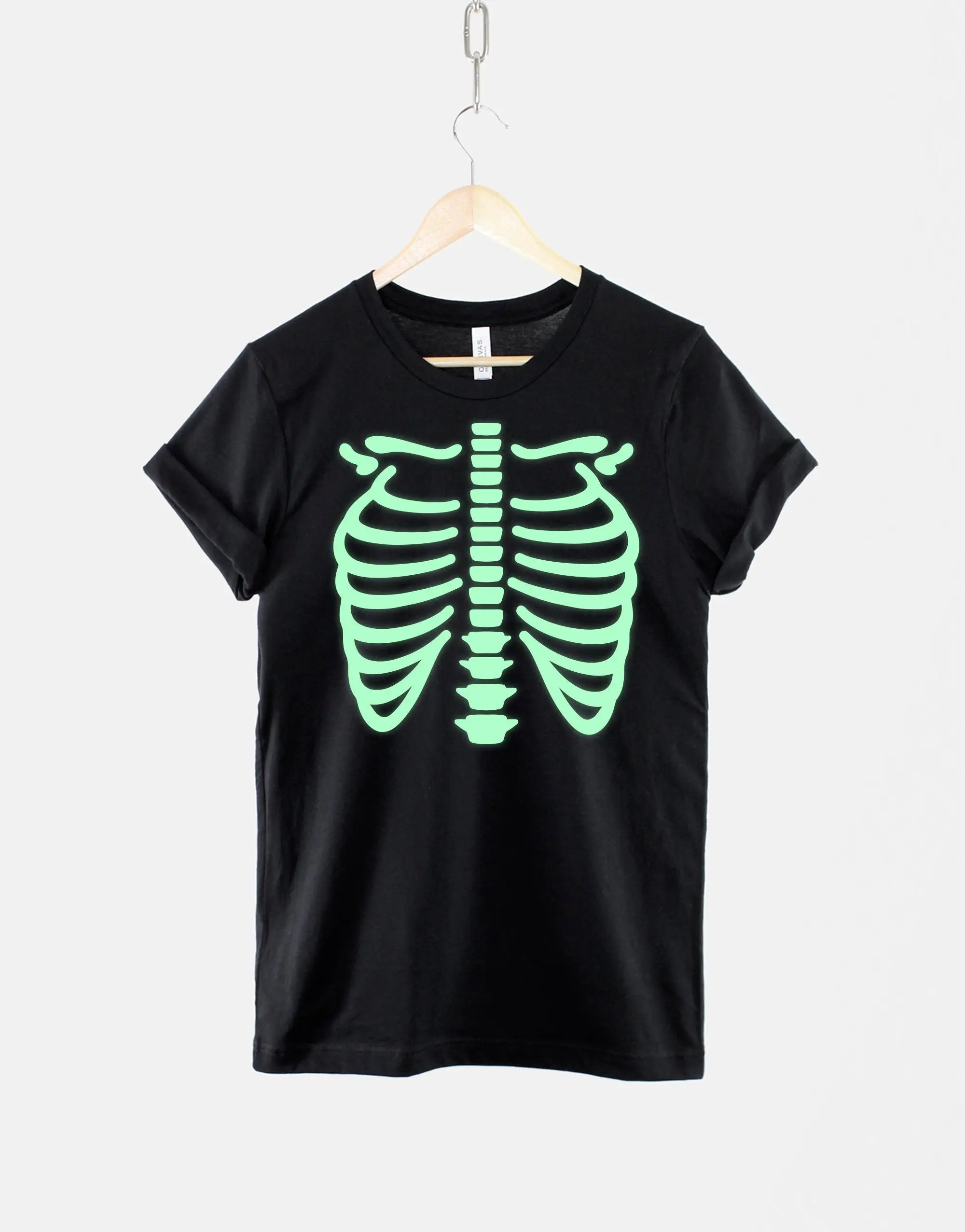 Glow In The Dark Halloween Skeleton Rib Cage T Shirt