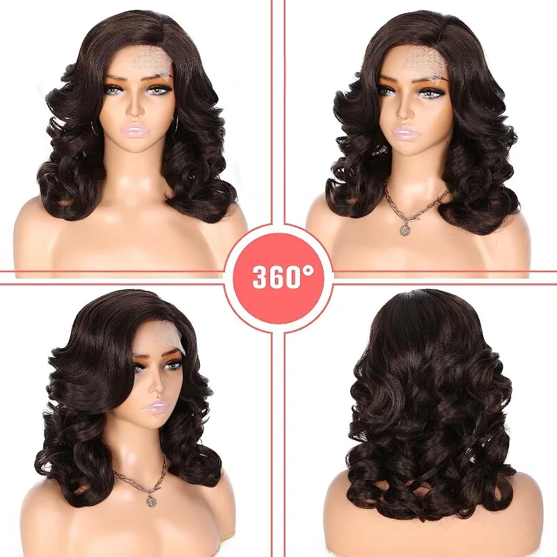 16in/40cm Loose Wave Lace Part Pure Color Nature Curly Synthetic Heat Resistant Weave for Women