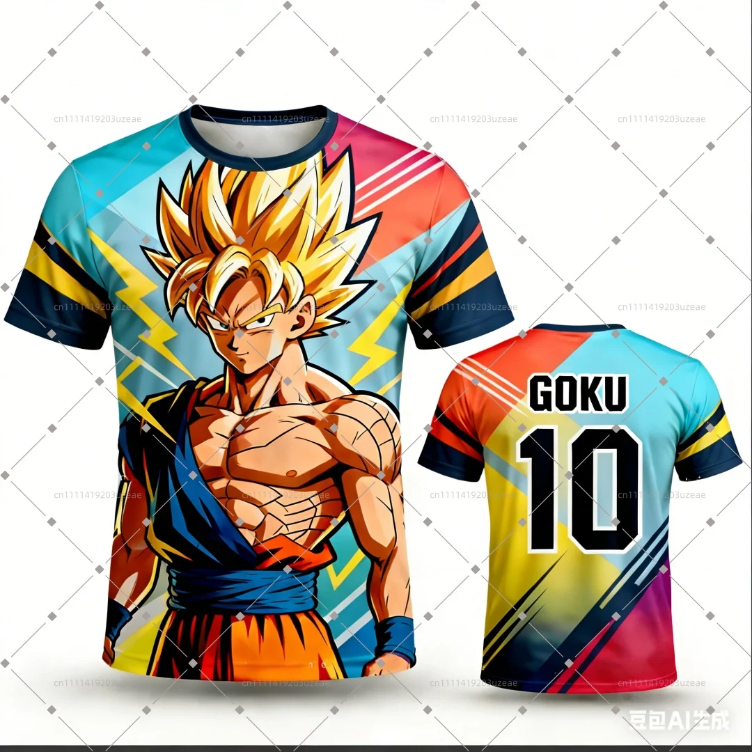 

New Dragon Ball Z Goku Super Saiyan Cosplay T-Shirt Print Anime Graphic Tee Men's Casual Short Sleeve Streetwear Tops DBZ Fans