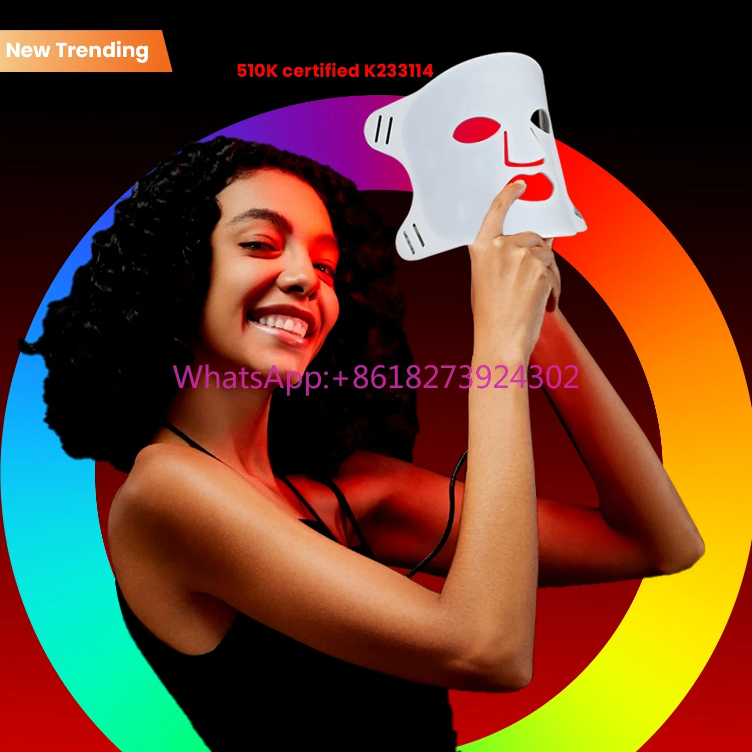 

IDEATHERAPY TLM200-K 510K LED Light Therapy Face Mask Red Blue NIR with Silicone US Plug Beuty Tool
