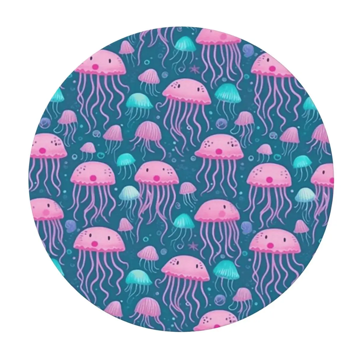Jellyfish Pattern Elegant Marine Life Design Waterproof Round Tablecloth Oilproof Table Cloth Kitchen Events Dining Table Cover