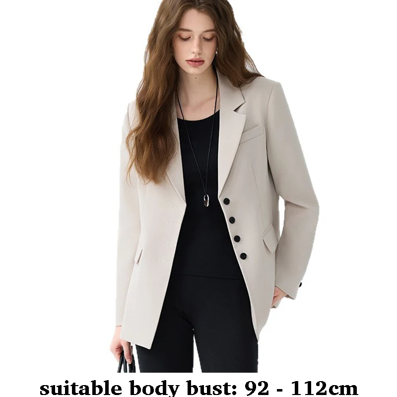 

High quality blazer for women notched collar jacket single breasted autumn winter 2025 elegant office clothes black grey beige