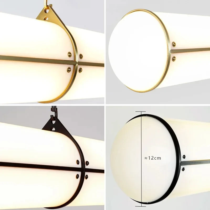 Imagem -06 - Candelabro de Tubo Redondo Led Moderno Iluminação Acrílica Interior Minimalista Preto e Dourado Design Italiano Lâmpada Pendurada para Restaurante