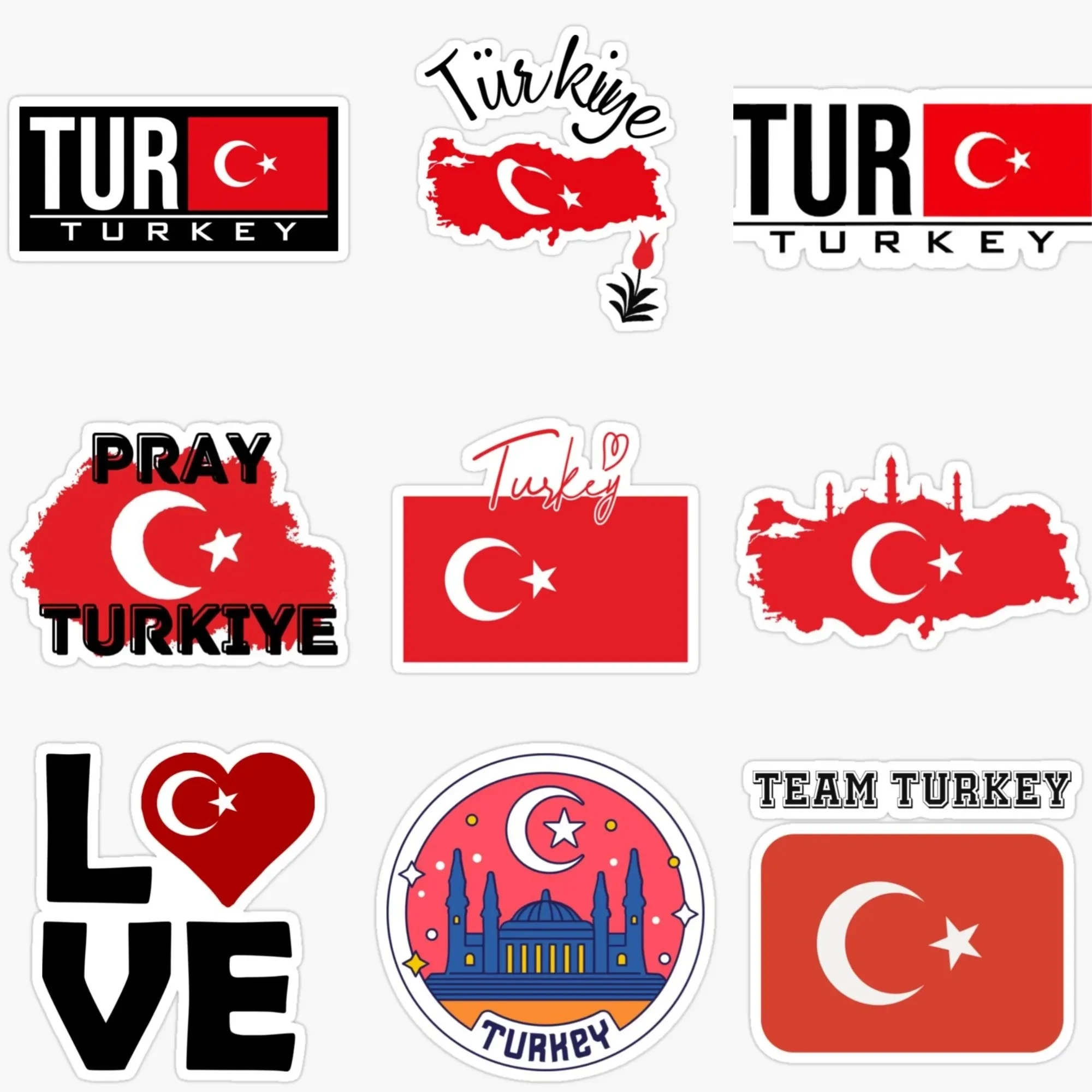 

Turkey TUR Flag Map Creative PVC Waterproof Sticker for Decoration Car Van Bicycle Helmet Fridge Window Wall Decal Accessories