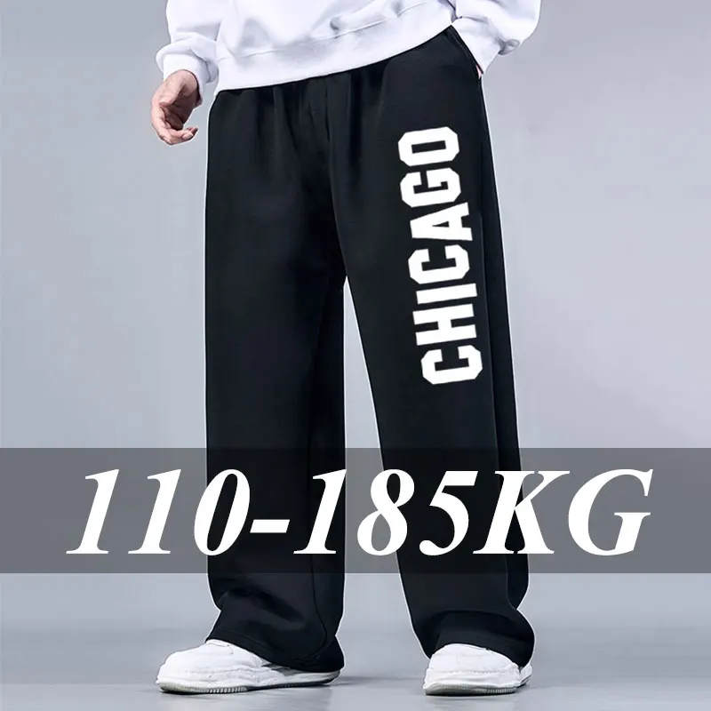 

Plus Size 5XL 6XL 7XL Sweatpants for Men Full Cotton Drawstring Straight Loose Track Pants Male Casual Thermal Trousers Clothing
