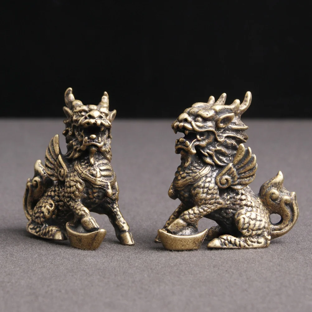 

Desktop Decor Kylin Bronze Ware nament Delicate Adornment Miniature Office Home Living Delicate Kylin Adornment Room Tea Room