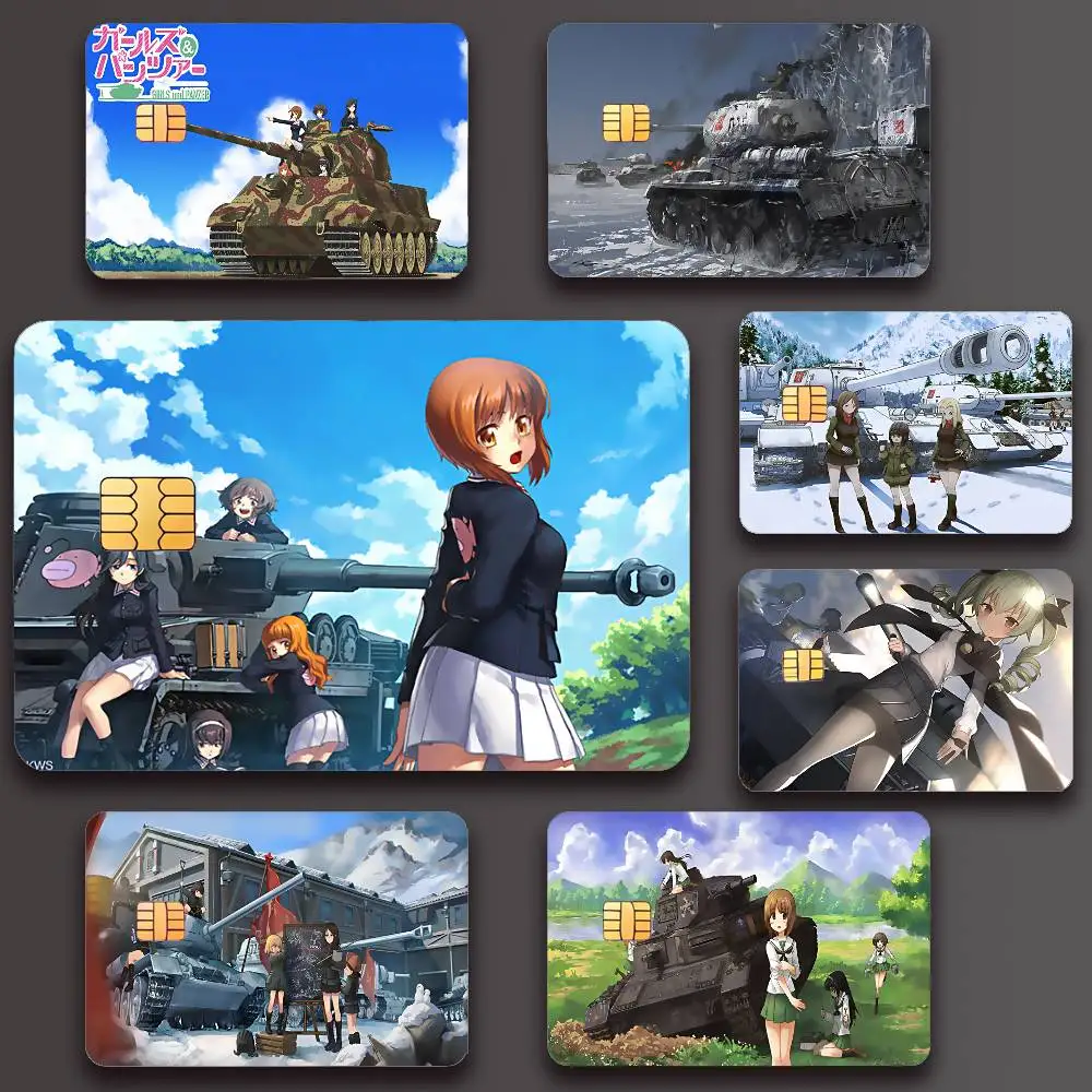 Anime Girls Und Panzer Poster Credit Skin Cover Card Stickers 4PCS Film Bus Pass Front Decoration Bank Debit Waterproof