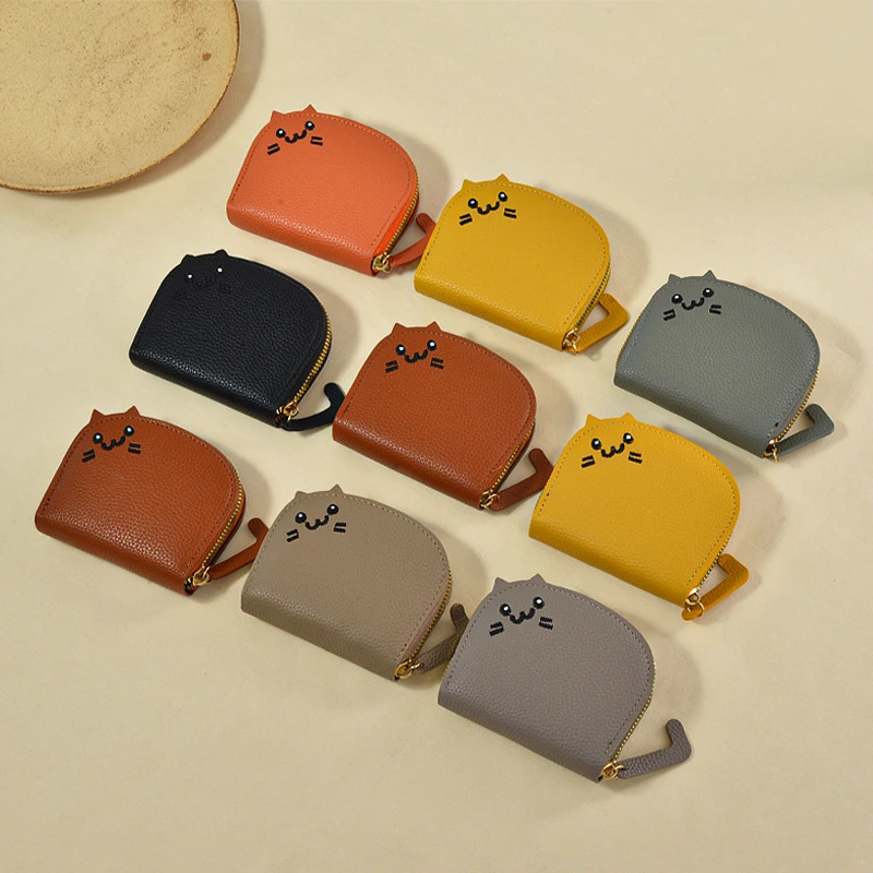 Cartoon Cat Shaped Design Wallet Women's Multi-Card Slots Holder Cute Fashion Faux Leather Coin Purse Creative ID Card Holder