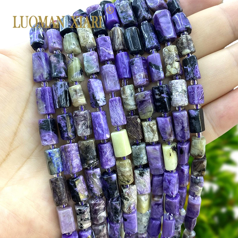 7-8mm Natural Stone Irregular Cylinder Charoite Loose Spacer Beads for Jewelry Making Diy Earrings Bracelet Charms Accessories