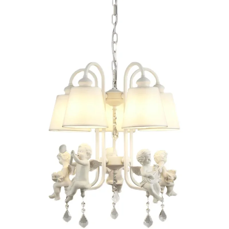 Pastoral Angel chandelier Nordic Korean fresh simple living room bedroom lamp girl children's room restaurant Chandelier